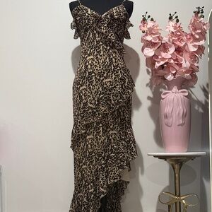 Paris Hilton Asymmetrical Leopard Print Dress
